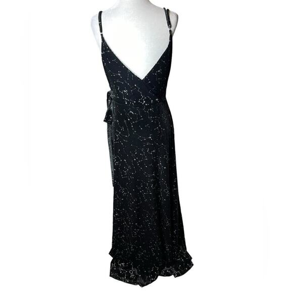 Zapaka Black Star Print Wrap Maxi Dress Sparkly Celestial Size 6 - Picture 11 of 16
